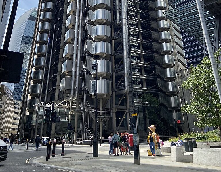 Lloyd's Building in the City of London viewed from St Mary Axe