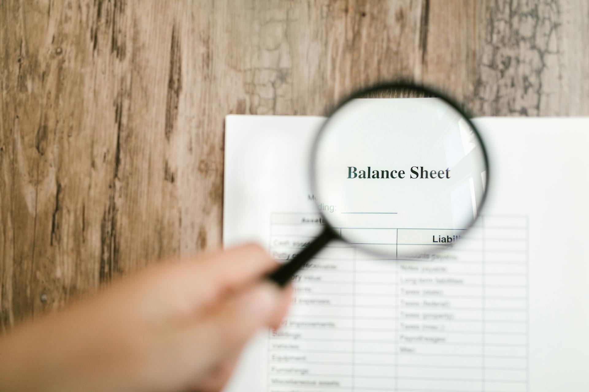 Balance Sheet papers on a table