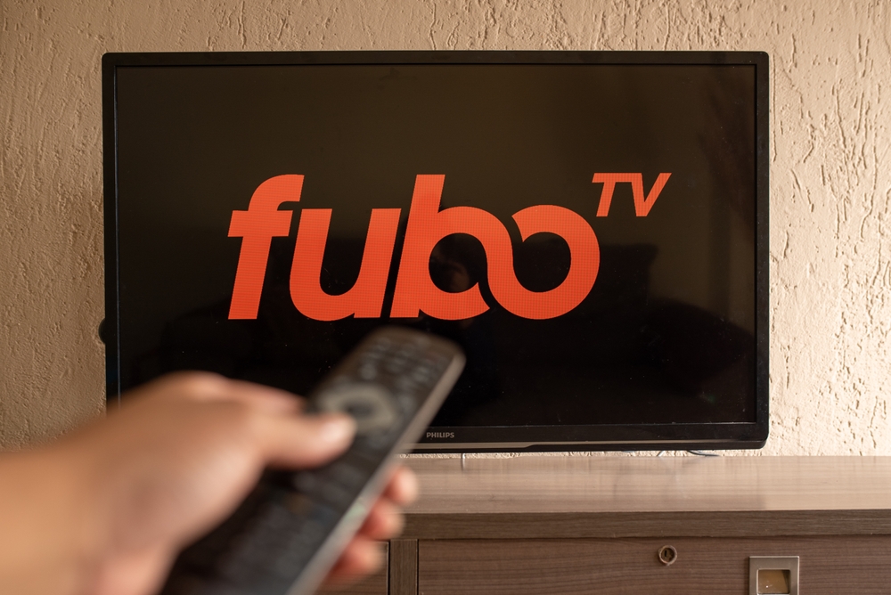 FuboTV logo in background on TV