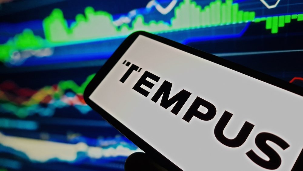 Tempus AI Inc company logo displayed on mobile phone