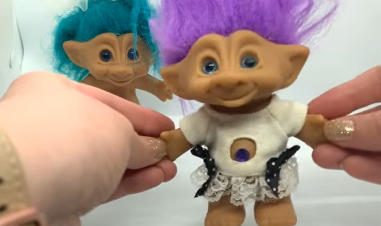 Vintage DAM Originals 1964 Purple Hair Troll Doll