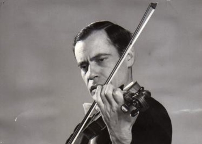 Grayscale Portrait Photo of Leonid Borisovich Kogan Playing violin