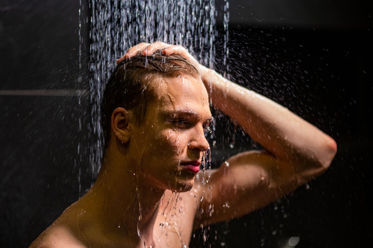 A Man Taking a Shower