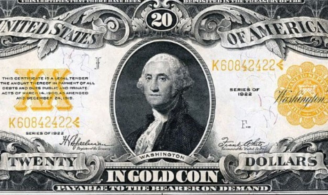 1922 $20 Gold Certificate Large Size Note