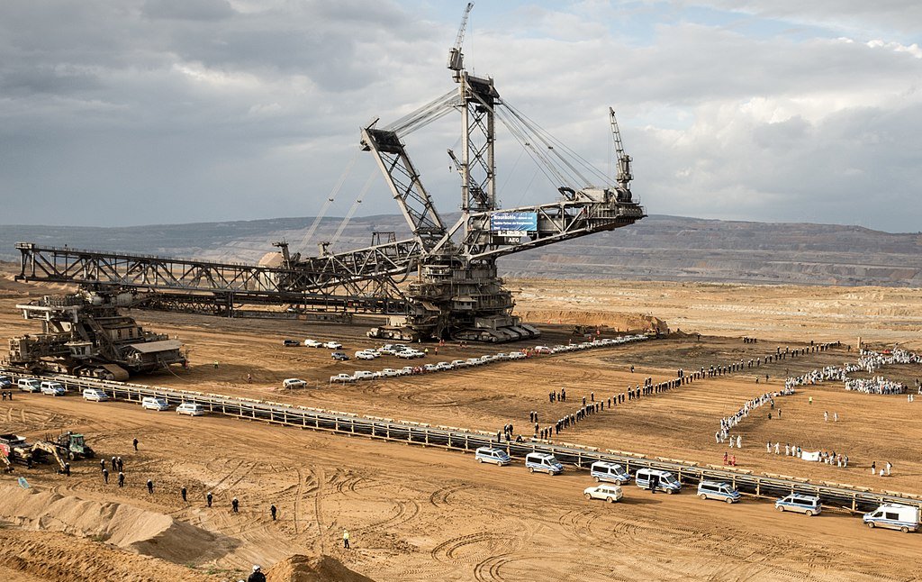 Large industrial excavator on a mine
