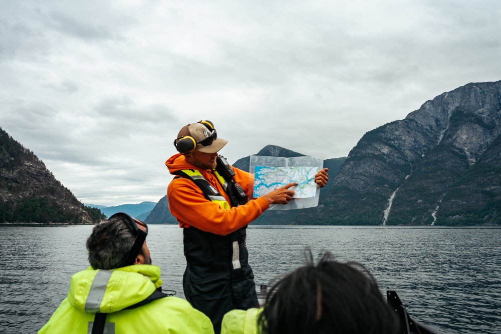 Portrait Photo of People on a RIB boat fjord tour in Sognefjord Norway