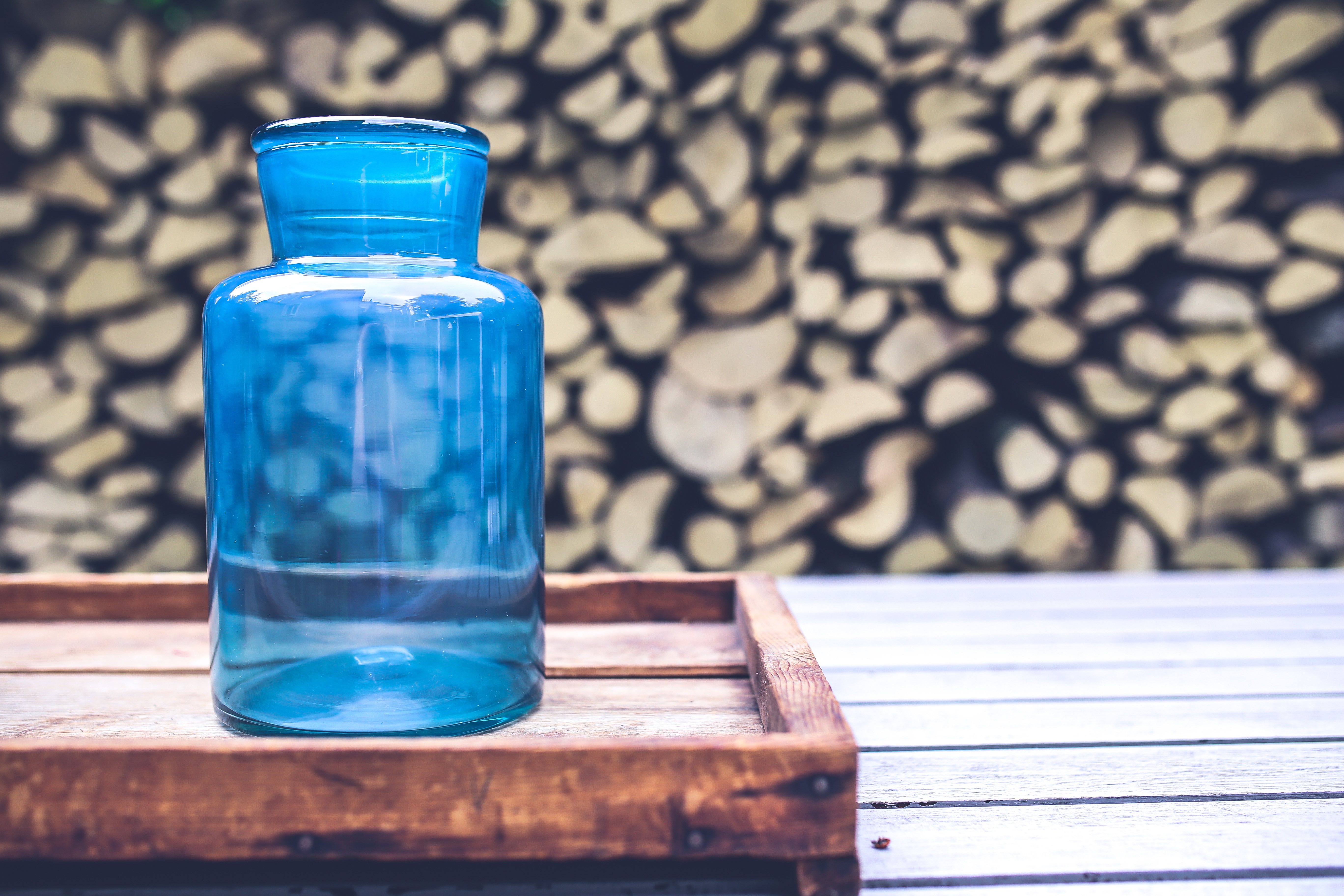 Blue glass jar