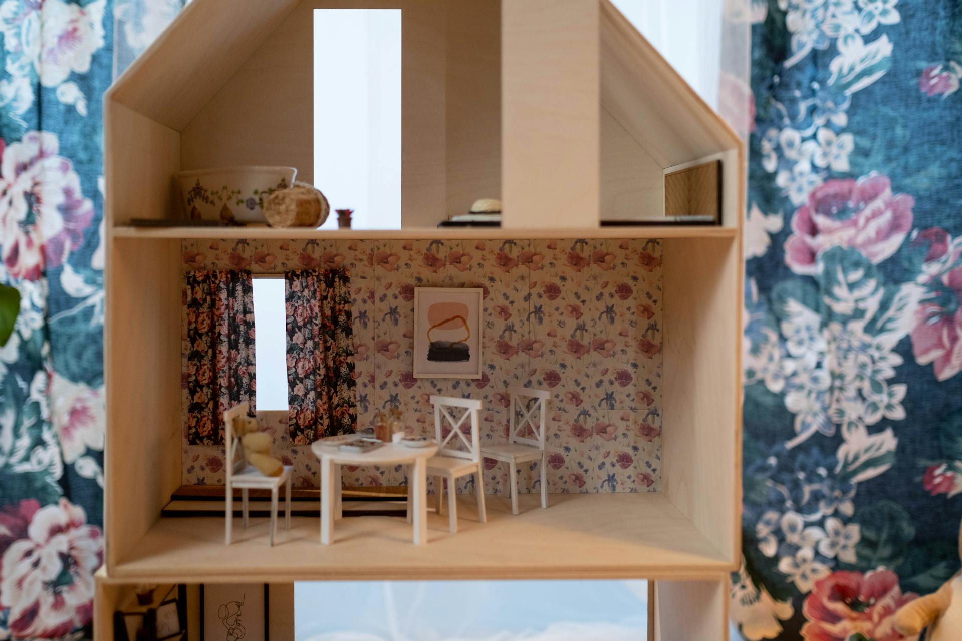 A Brown Wooden Doll House