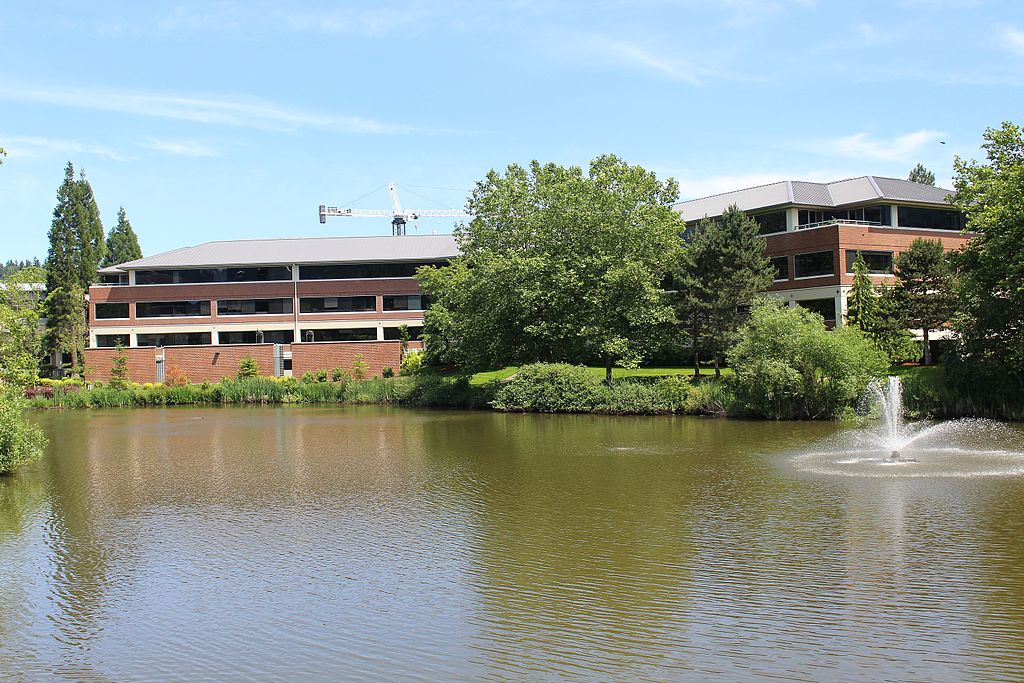 The image shows the corporate headquarters or office building of Costco Company