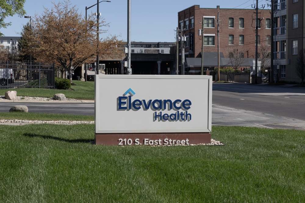 The image shows the corporate headquarters or office building of Elevance Health Company.