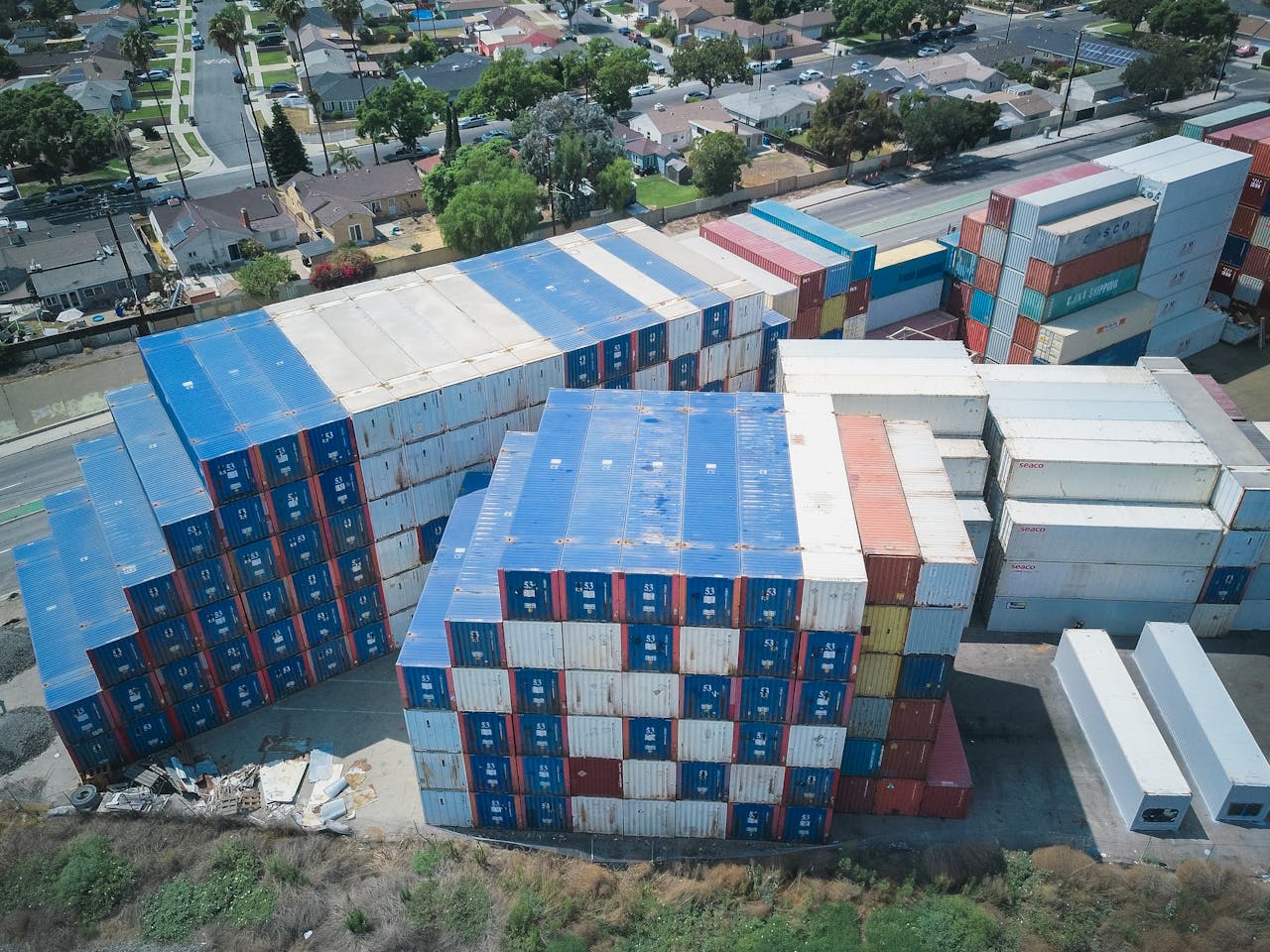 Drone Shot of Stacks of Cargo Containers