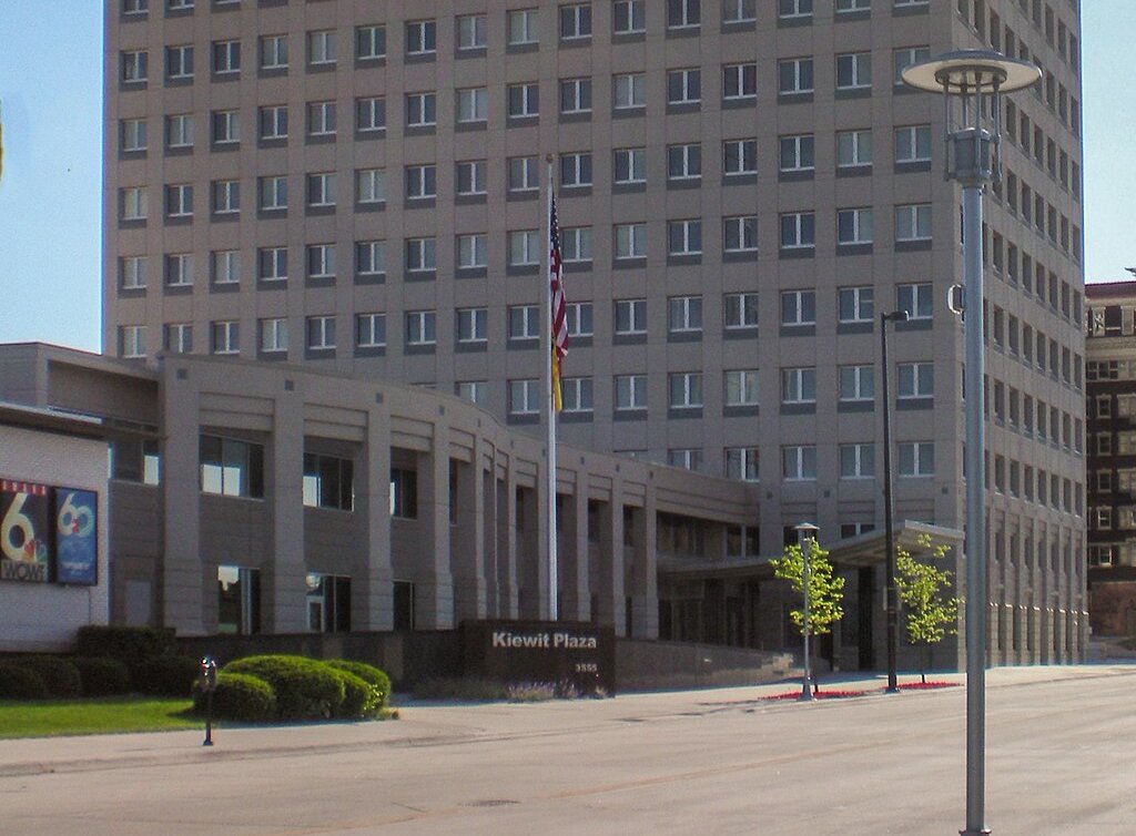 The image shows the corporate headquarters or office building of Berkshire Hathaway Company