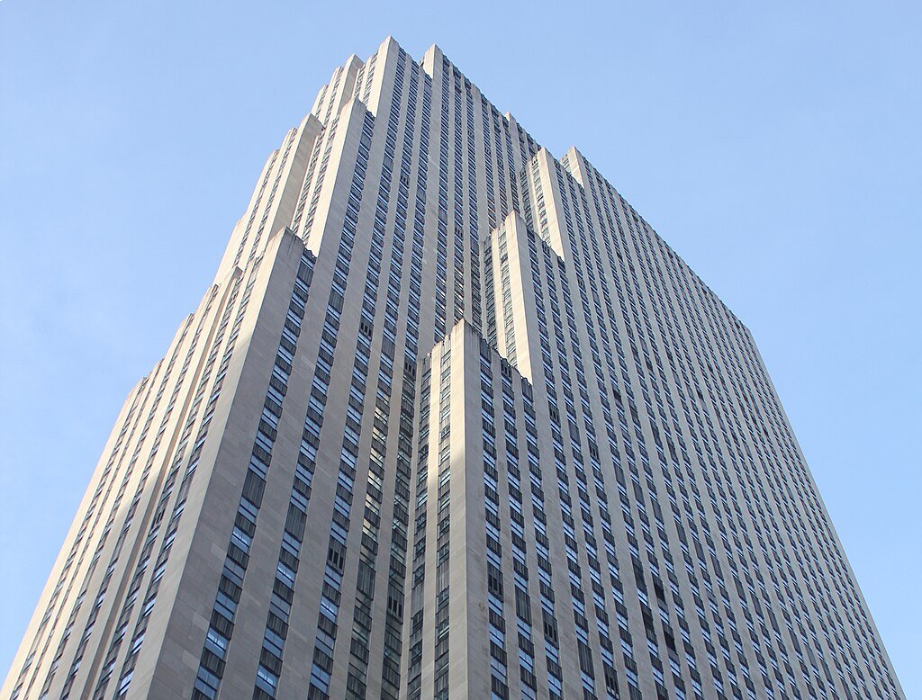 The image shows the corporate headquarters or office building of NBCUniversal Company
