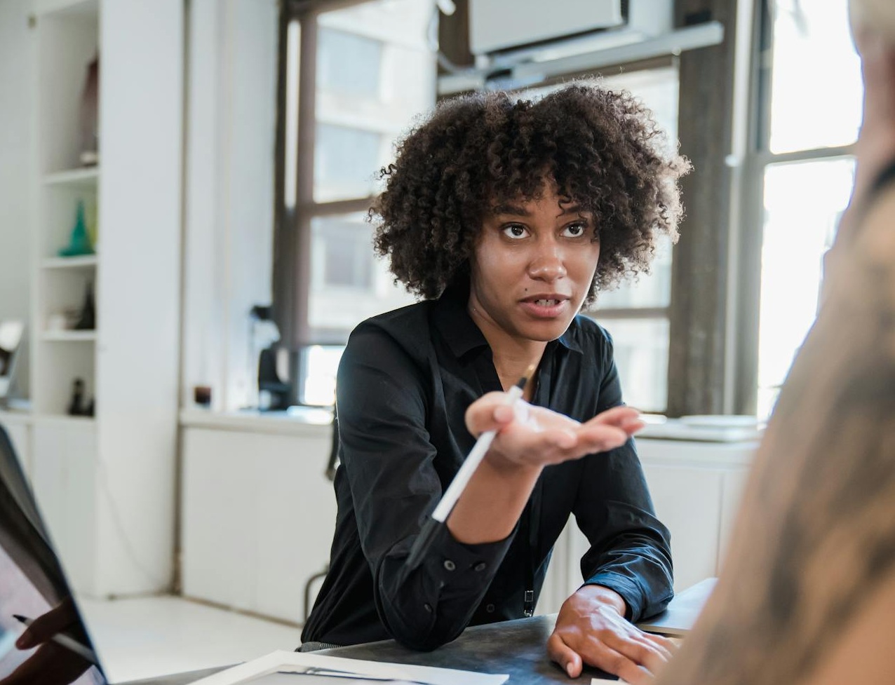 Woman in Office Talking