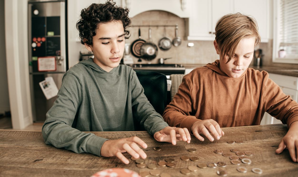 Teens in domestic kitchen