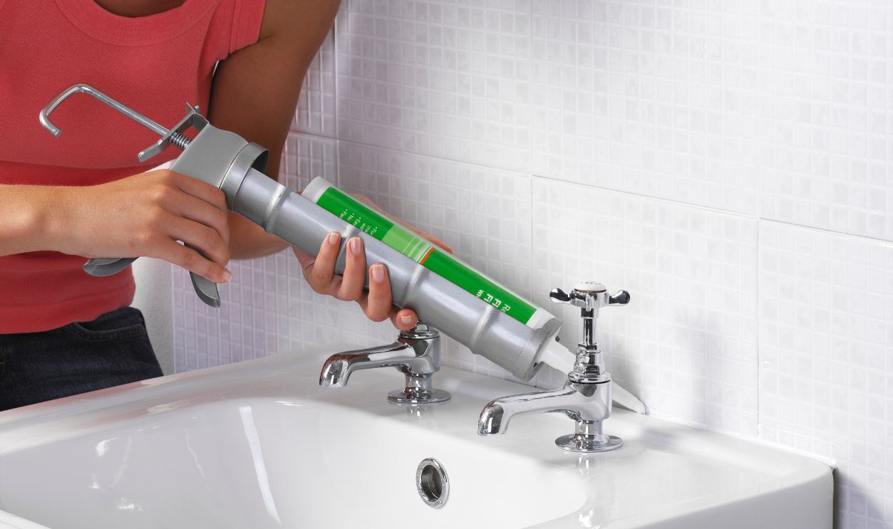 sealant between a wall and a sink