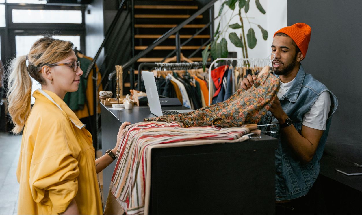 A customer buying clothes