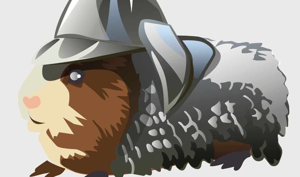 Rodent in knights armor, cartoon animal series