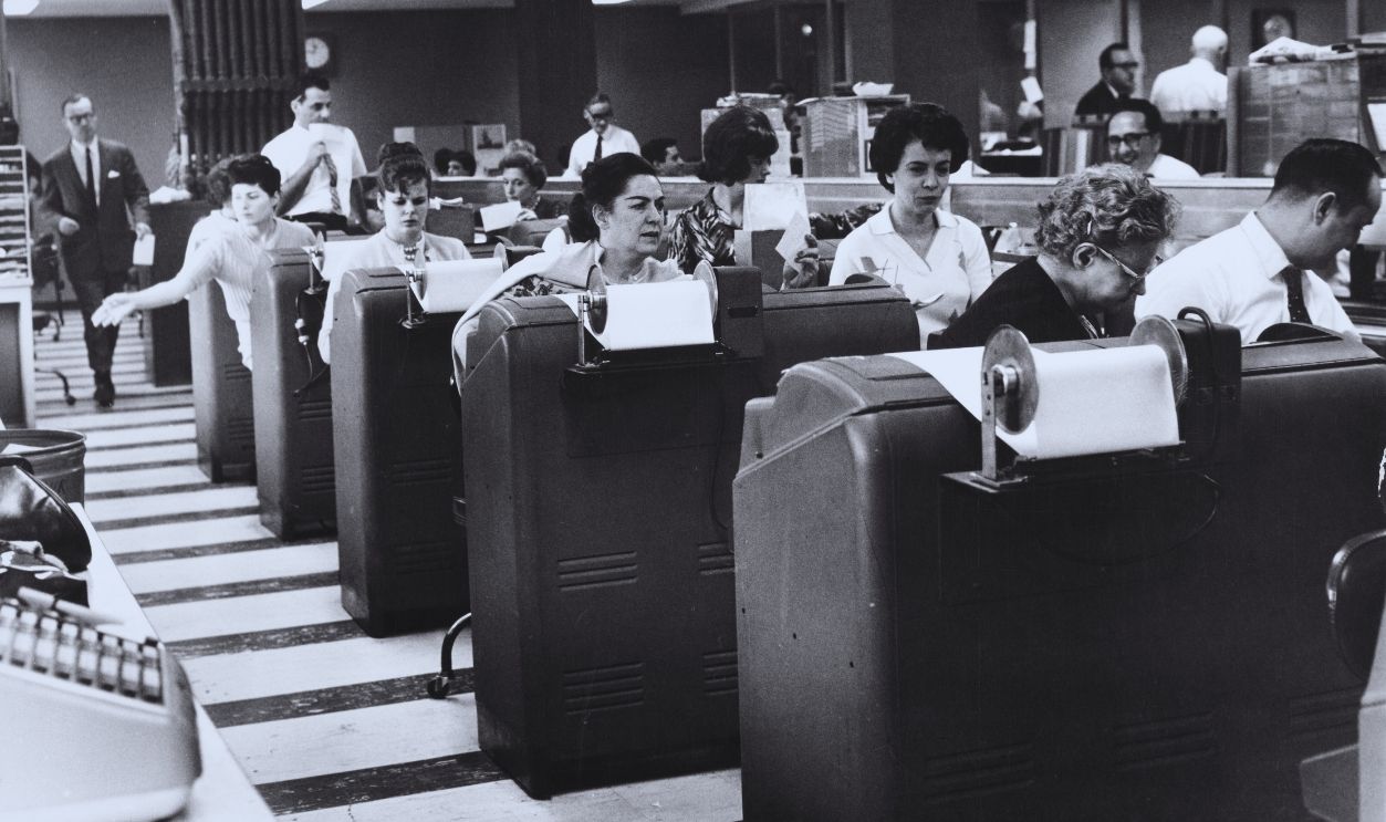 Gettyimages - 1492197659, Goodbody & Co, NYC Employees of US stock brokerage Goodbody & Co at the company's headquarters in Manhattan, New York City, New York, circa 1965.