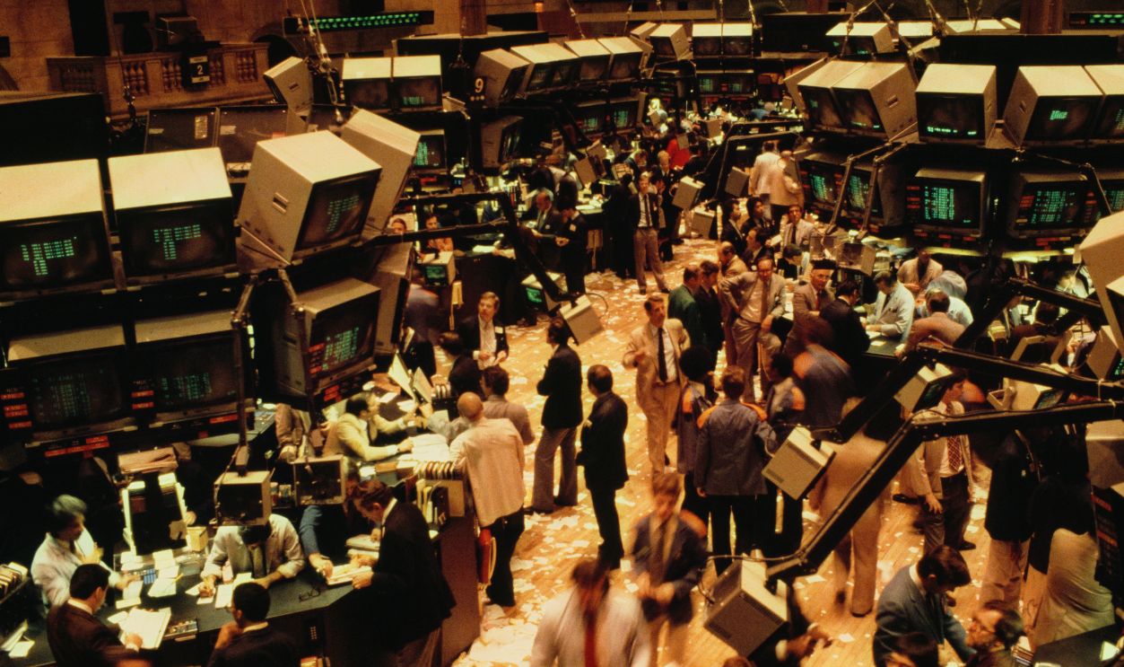 New York Stock Exchange Traders on the floor at the New York Stock Exchange, New York City, USA, 2nd June 1981.