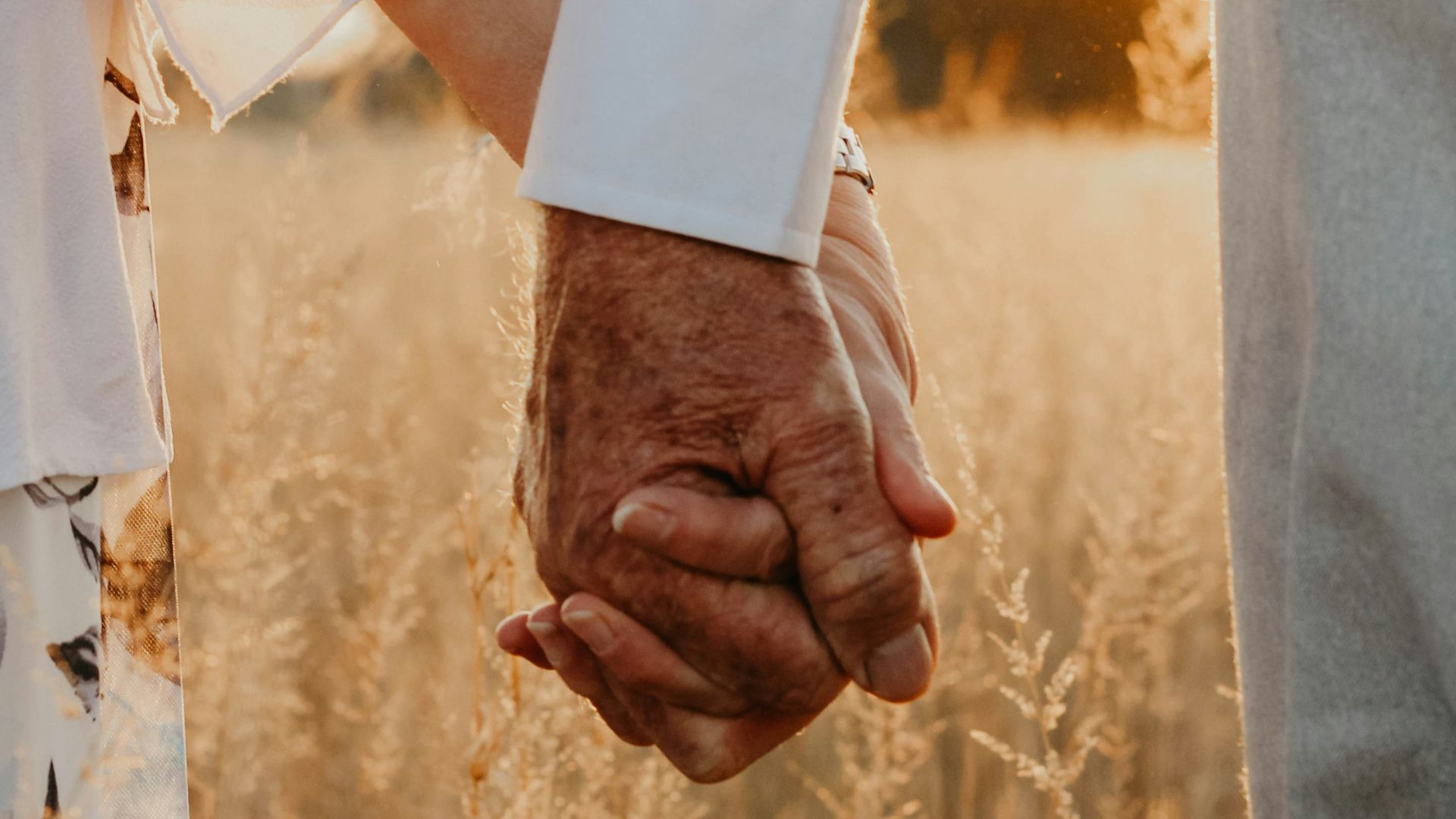 a close up of two people holding hands