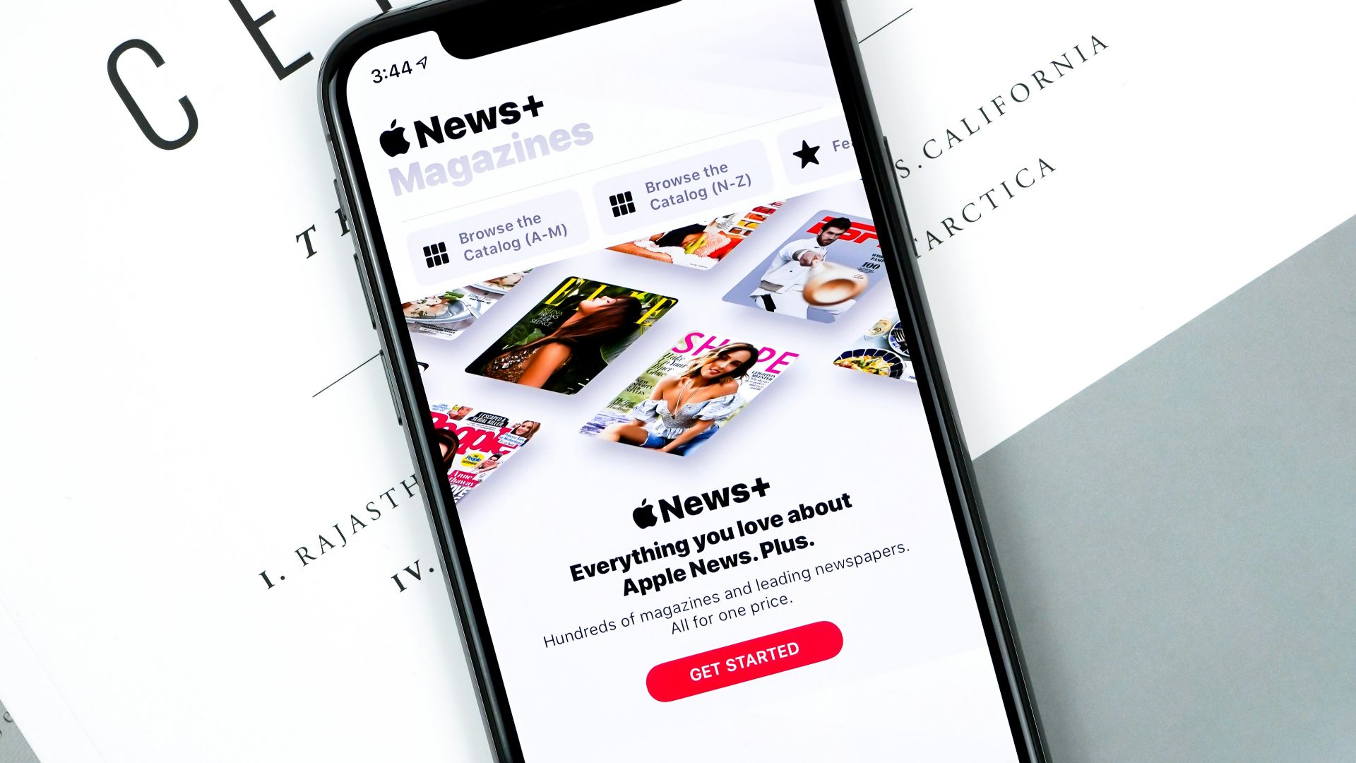 lack smartphone on top pf Cereal magazine