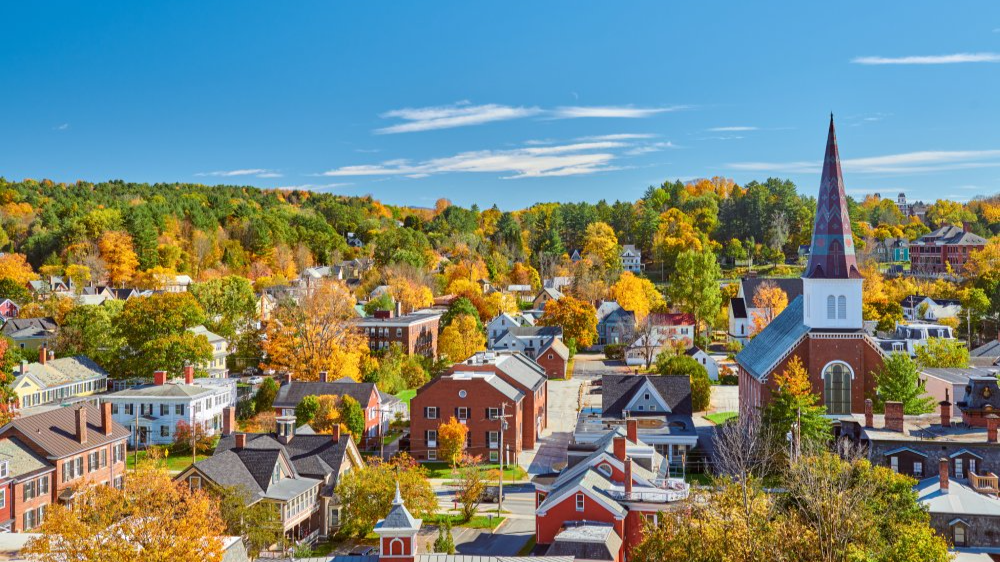 The image showcases a Vibrant urban scene of Montpelier, Vermont