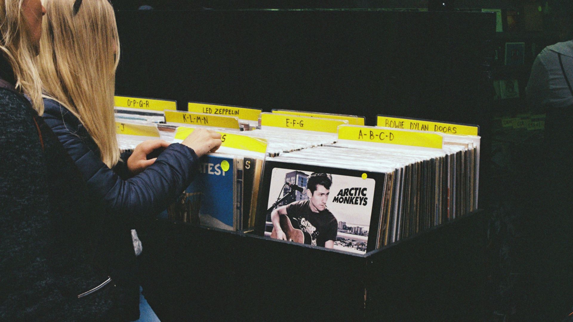 a person looking at a display