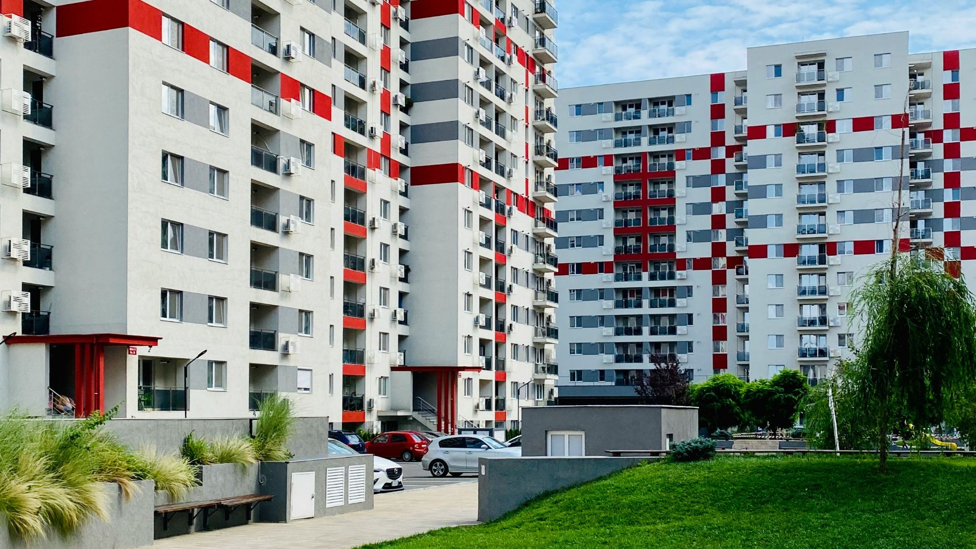white and red concrete building