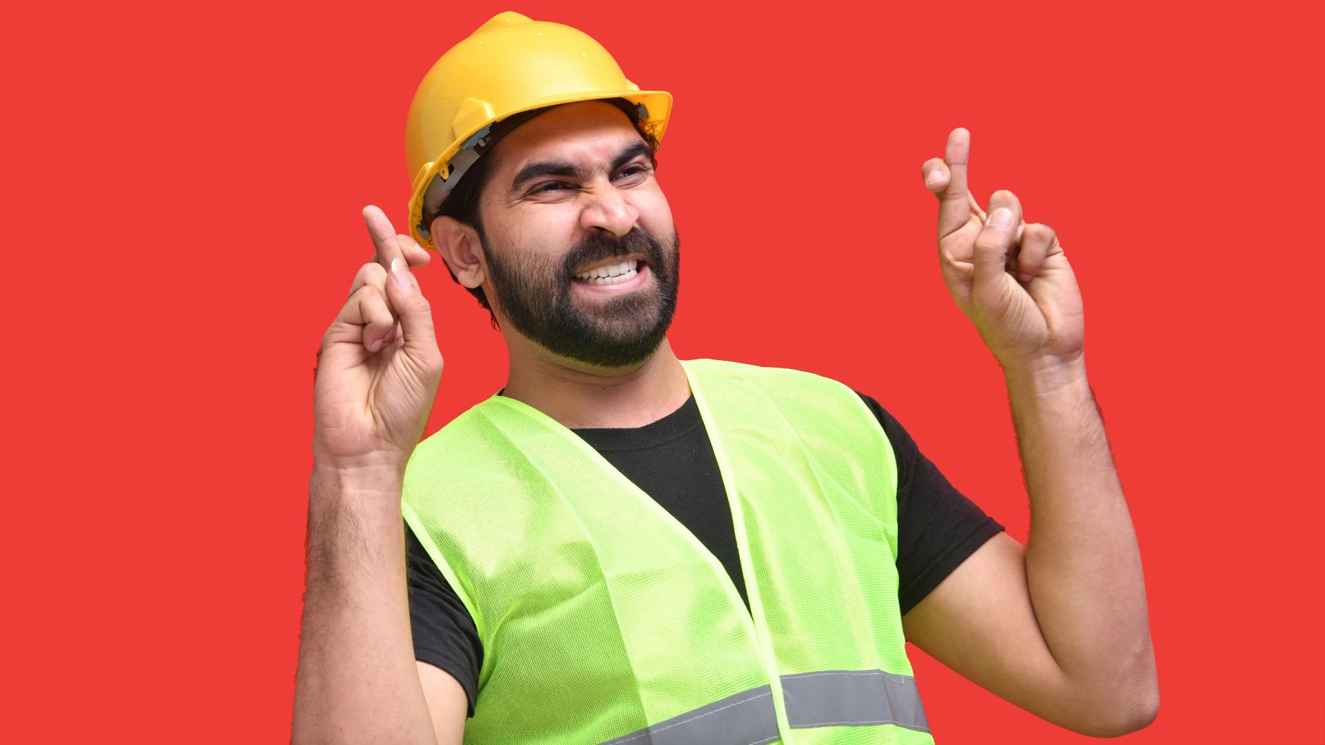 a man wearing a yellow helmet