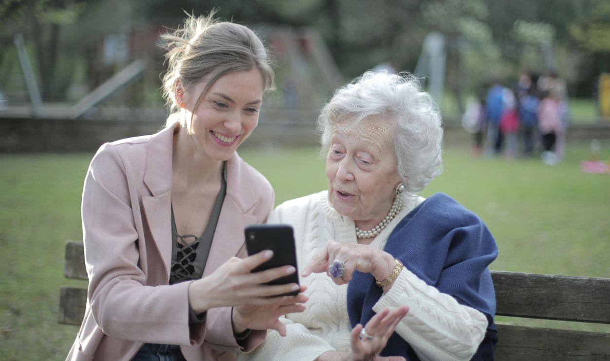 Elderly woman with daughter