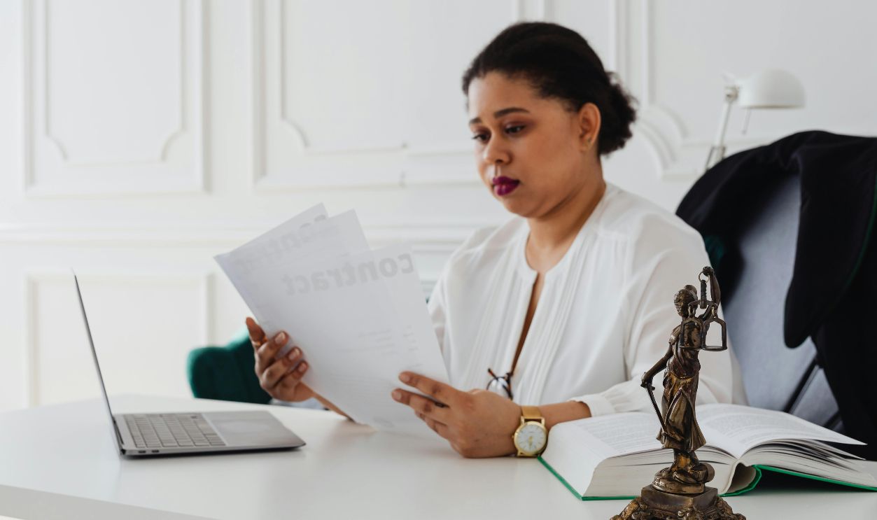 Woman reading documents