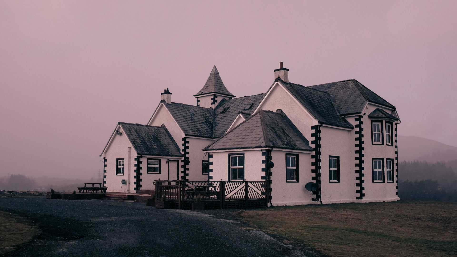 white and black concrete house