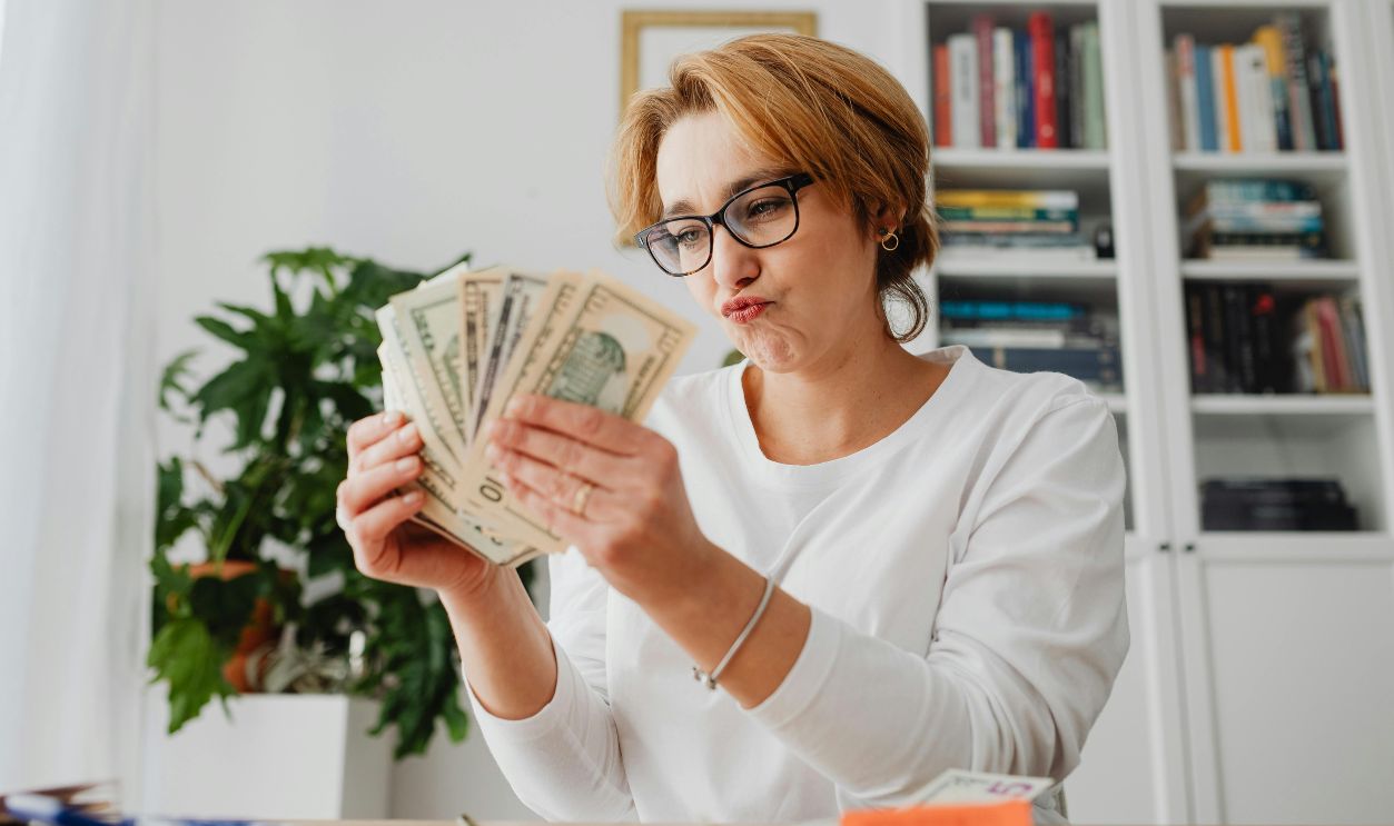 Lady counting money