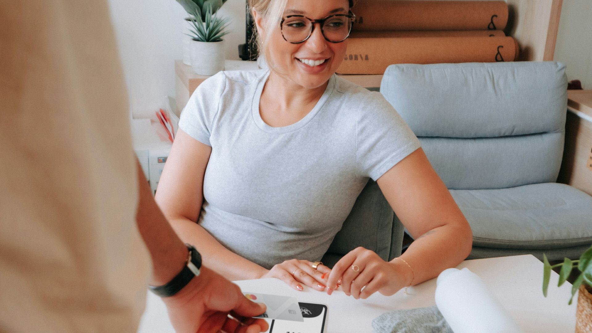 A customer is paying with a credit card.