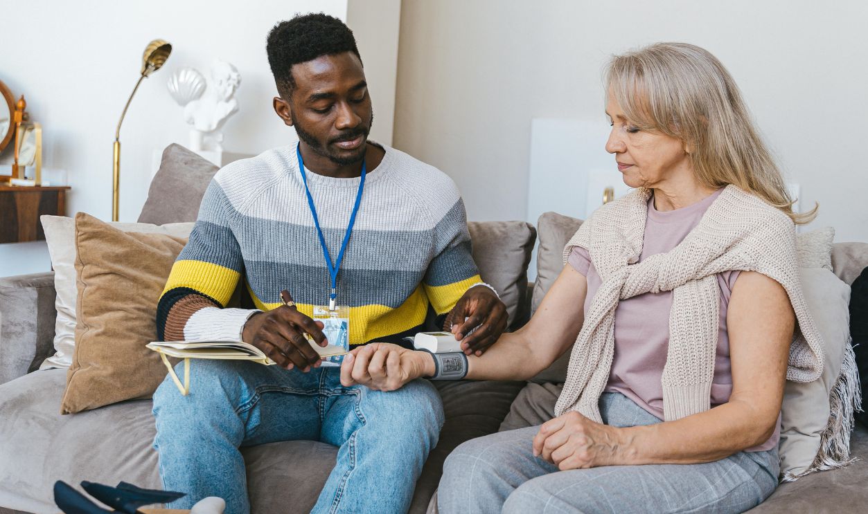 Woman sitting on a couch
