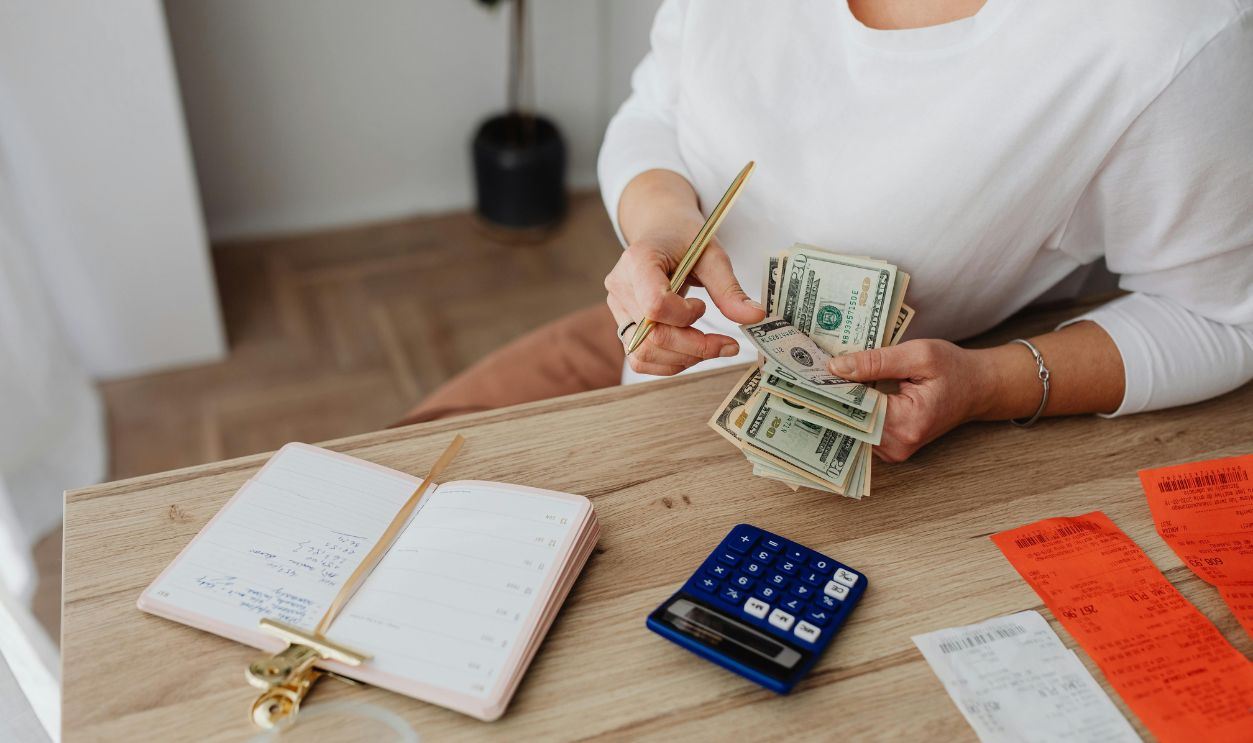 Woman counting money