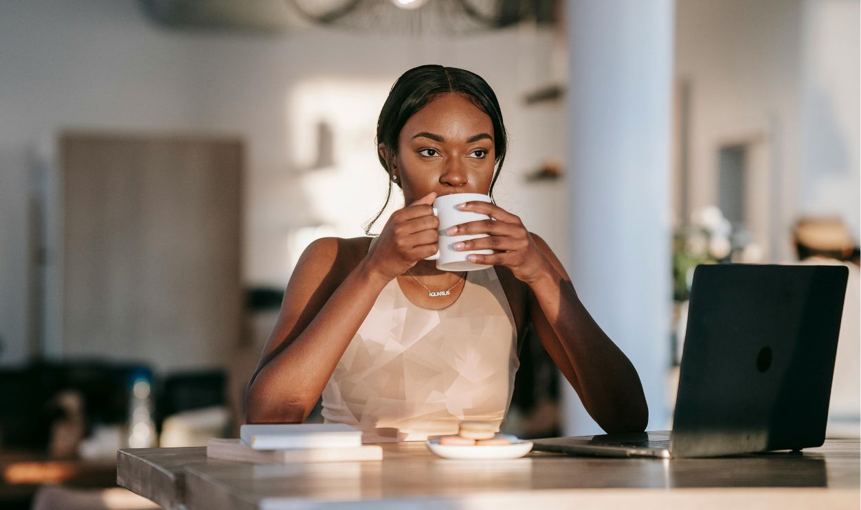 Woman sitting at the table