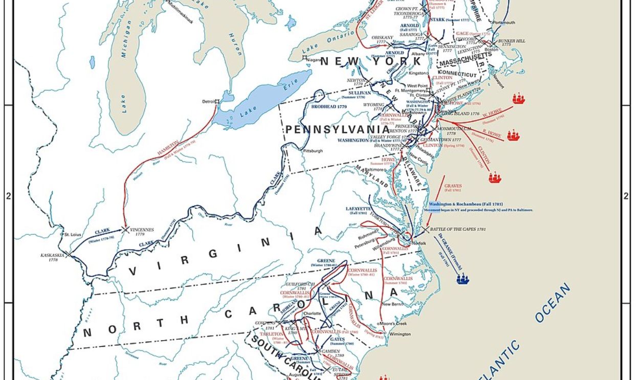 1776 American Revolutionary War Map