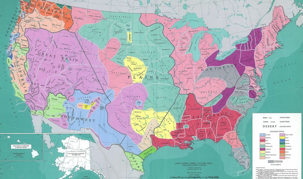 Native American Tribal Lands Map (1940s US Govt. Print)