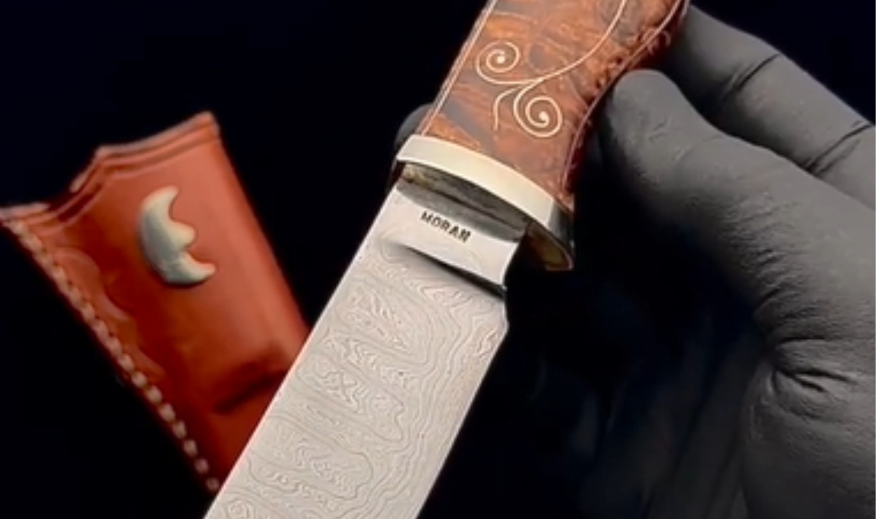 Moran Custom Damascus Hunting Knife (1980s)