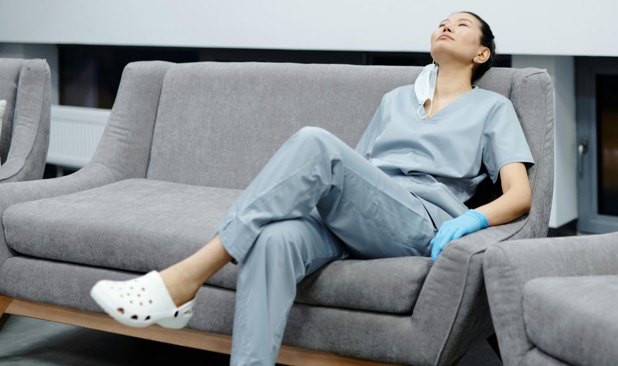 Woman wearing scrubs