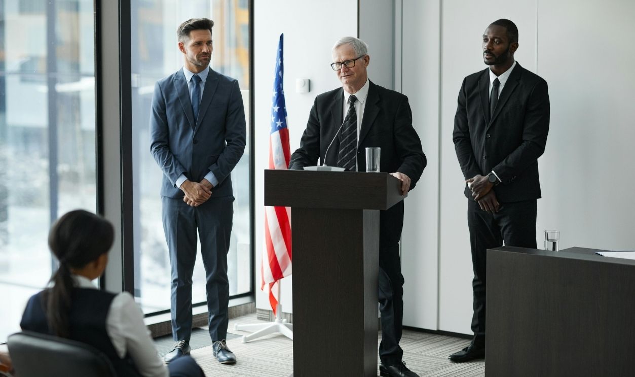 Holding a Speech from a Tribune