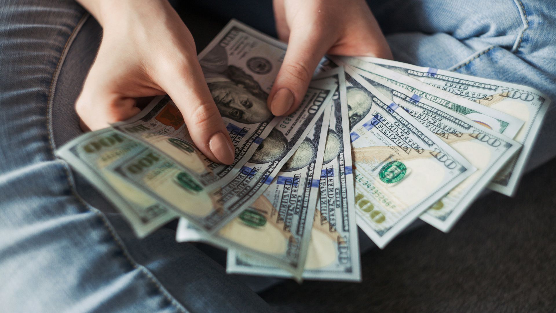 fan of 100 U.S. dollar banknotes