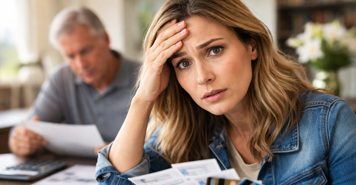 woman worried over credit card debt 