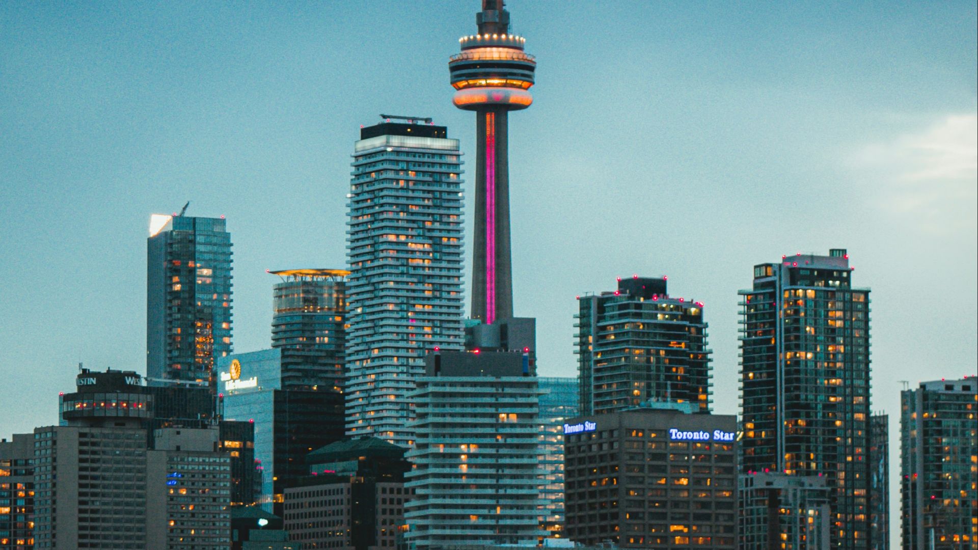 high rise buildings during night time
