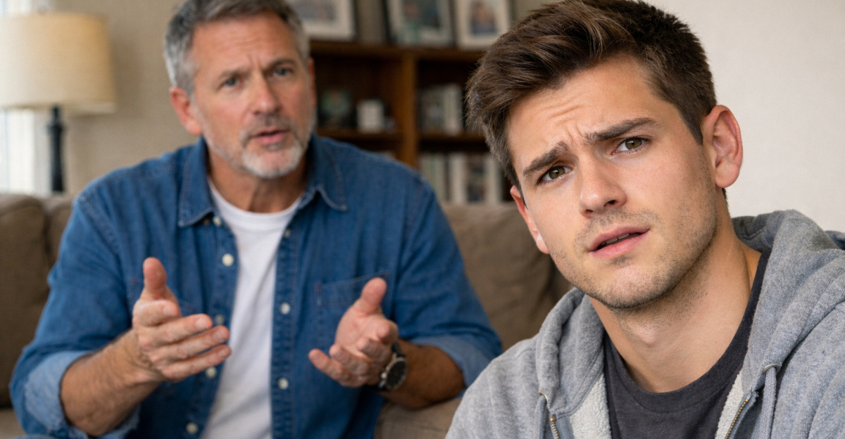 Uncle explains, nephew listens confused