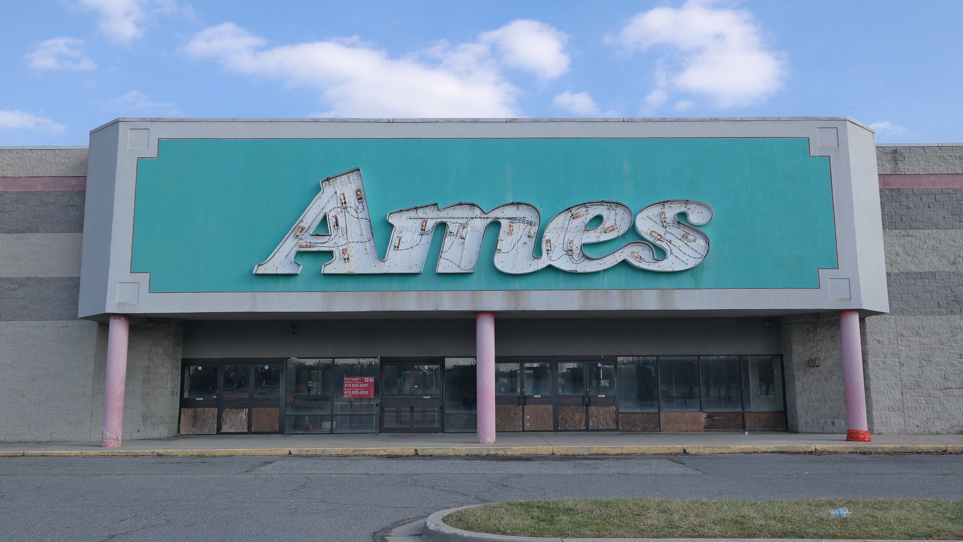 This is a former Ames department store at 8158-8198 Eastern Ave, Baltimore, MD 21224. Before Ames, this location housed a Hills Department Store.