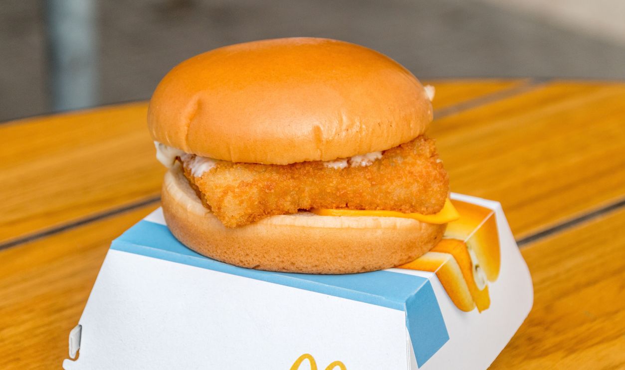 Chisinau, Moldova - March 8, 2023: McDonald's Filet-O-Fish burger. Fish burger in McDonald's restaurant.