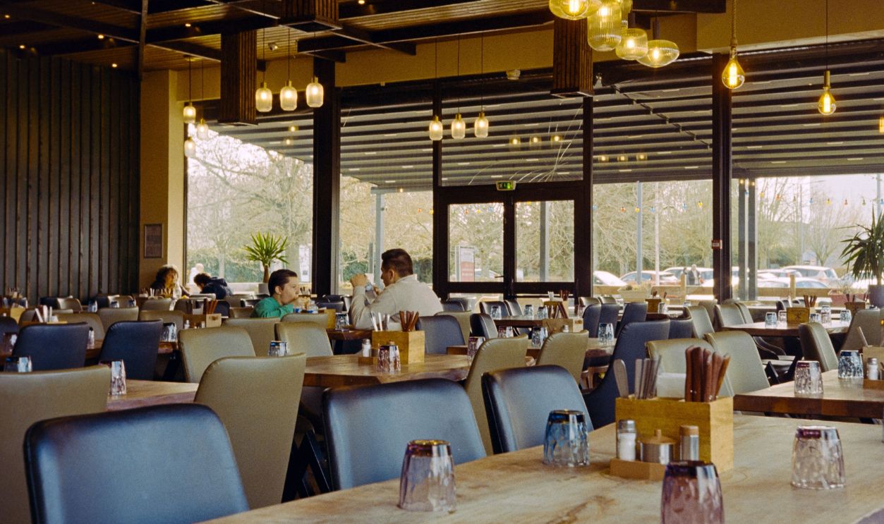 A warm and inviting French bistro with modern decor